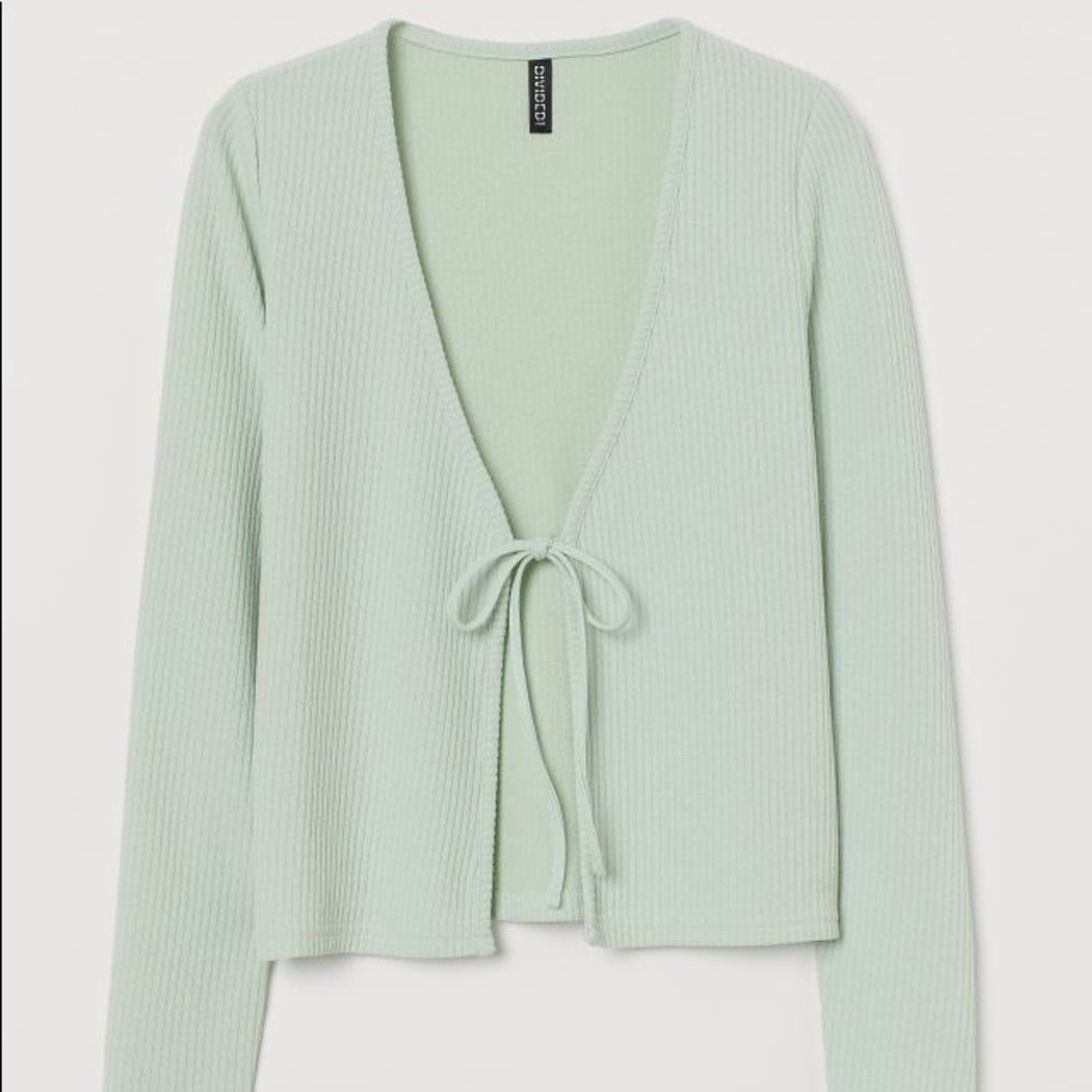 H&M Mint Green Ribbed Cardigan